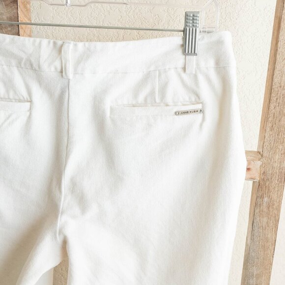 Anne Klein Pants Sz M White Straight Leg Cropped Ankle Length Classic Minimalist - Picture 5 of 8